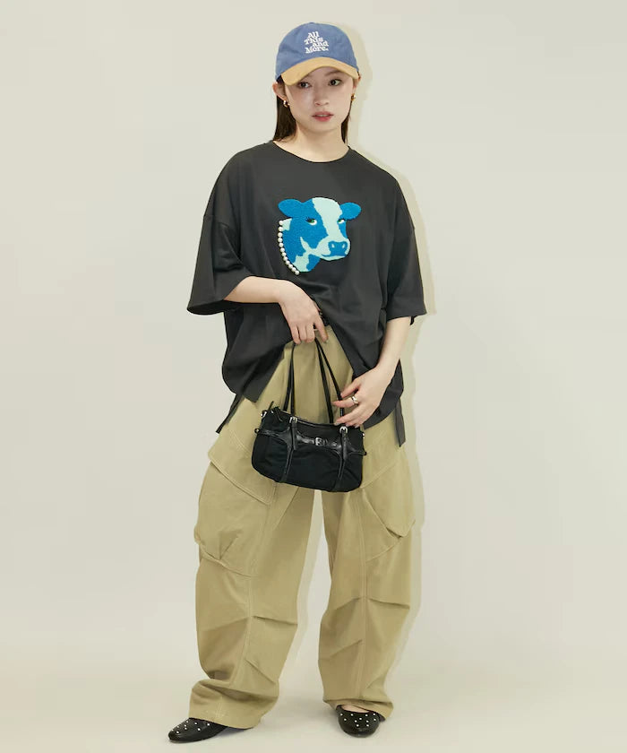 Big T-shirt with Pearl and Sagara Embroidery - Limited Edition