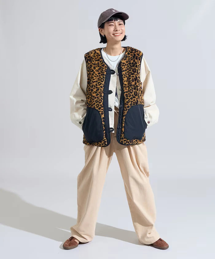 Cotton Nylon Twill Reversible Boa Vest