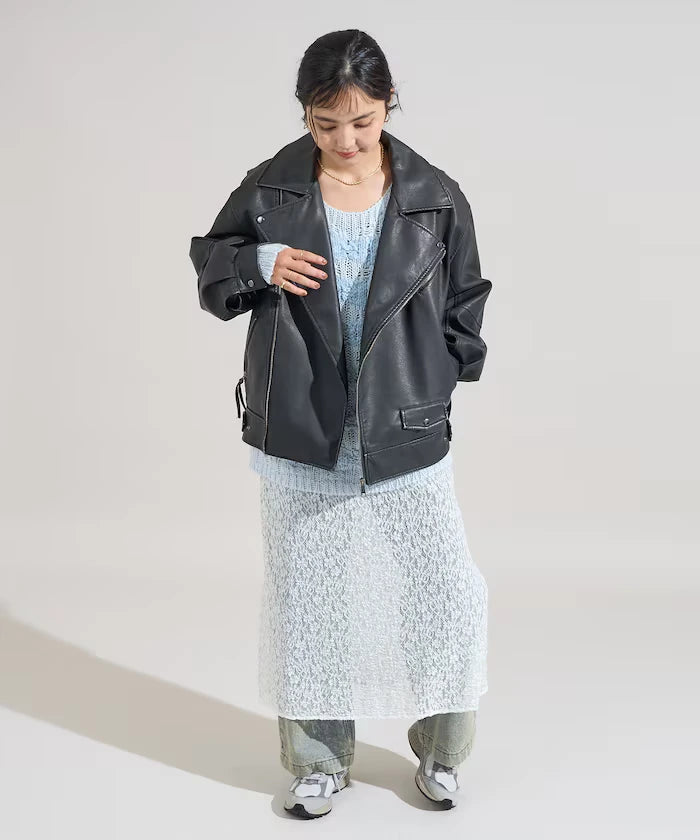 Vintage-Like Leather Double Riders Jacket