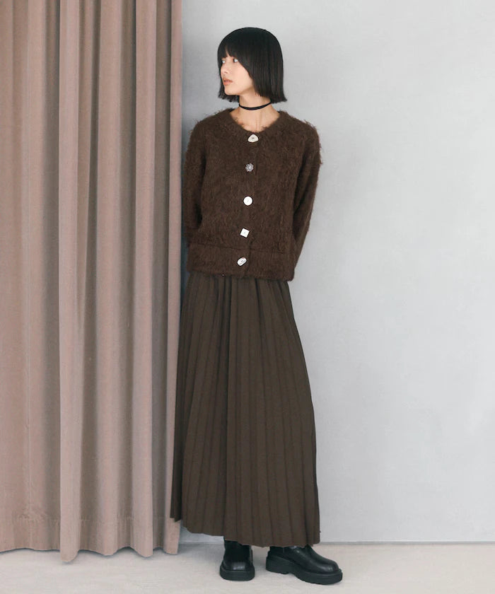 Variation Button Shaggy Knit Cardigan
