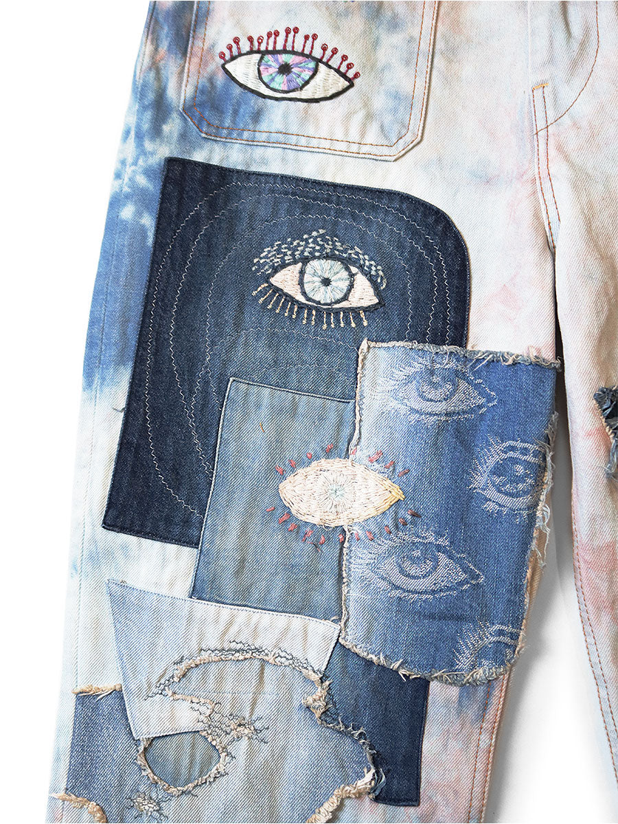 14oz Denim Tie-Dye Baggy Flare Pants (Crazy...)