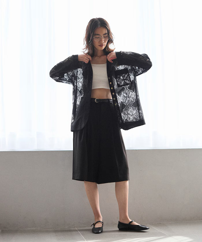 [February 12 12:00 Release] Panel Lace Shirt Jacket / Compatible with Setup