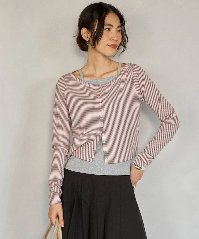 [February 12, 12:00 Release] Layered Set Top / Striped Cardigan & Camisole