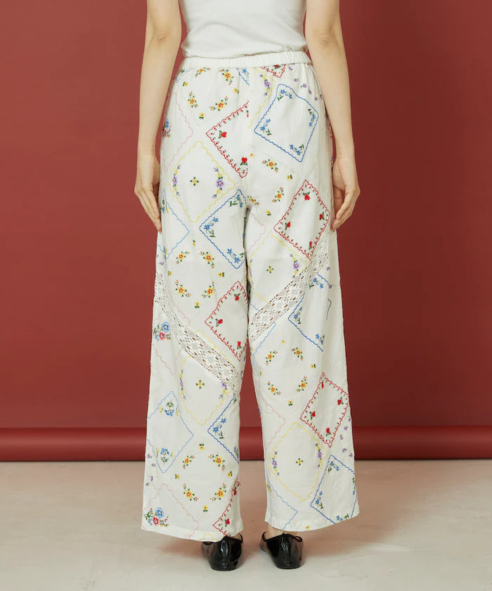 Flower Handkerchief Embroidered Pants