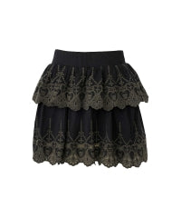SKULL LACE Scalloped Embroidery Skirt