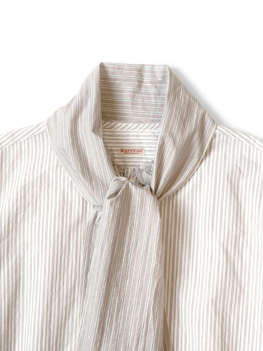 Cotton Stripe Bow Tie Pub Shirt