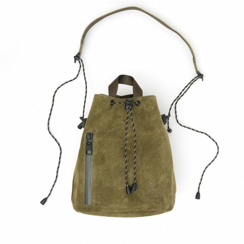 WATER PROOF SUEDE DRAWSTRING BAG/KHAKI