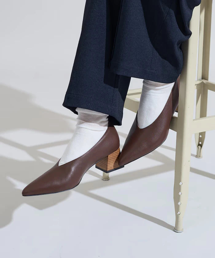 Leather Wedge Sole Pumps
