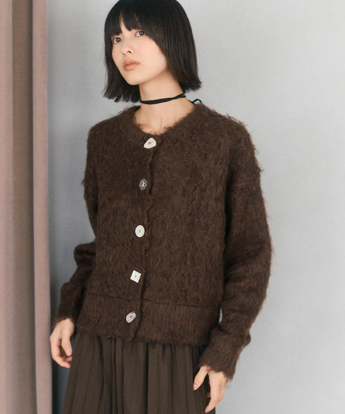 Variation Button Shaggy Knit Cardigan