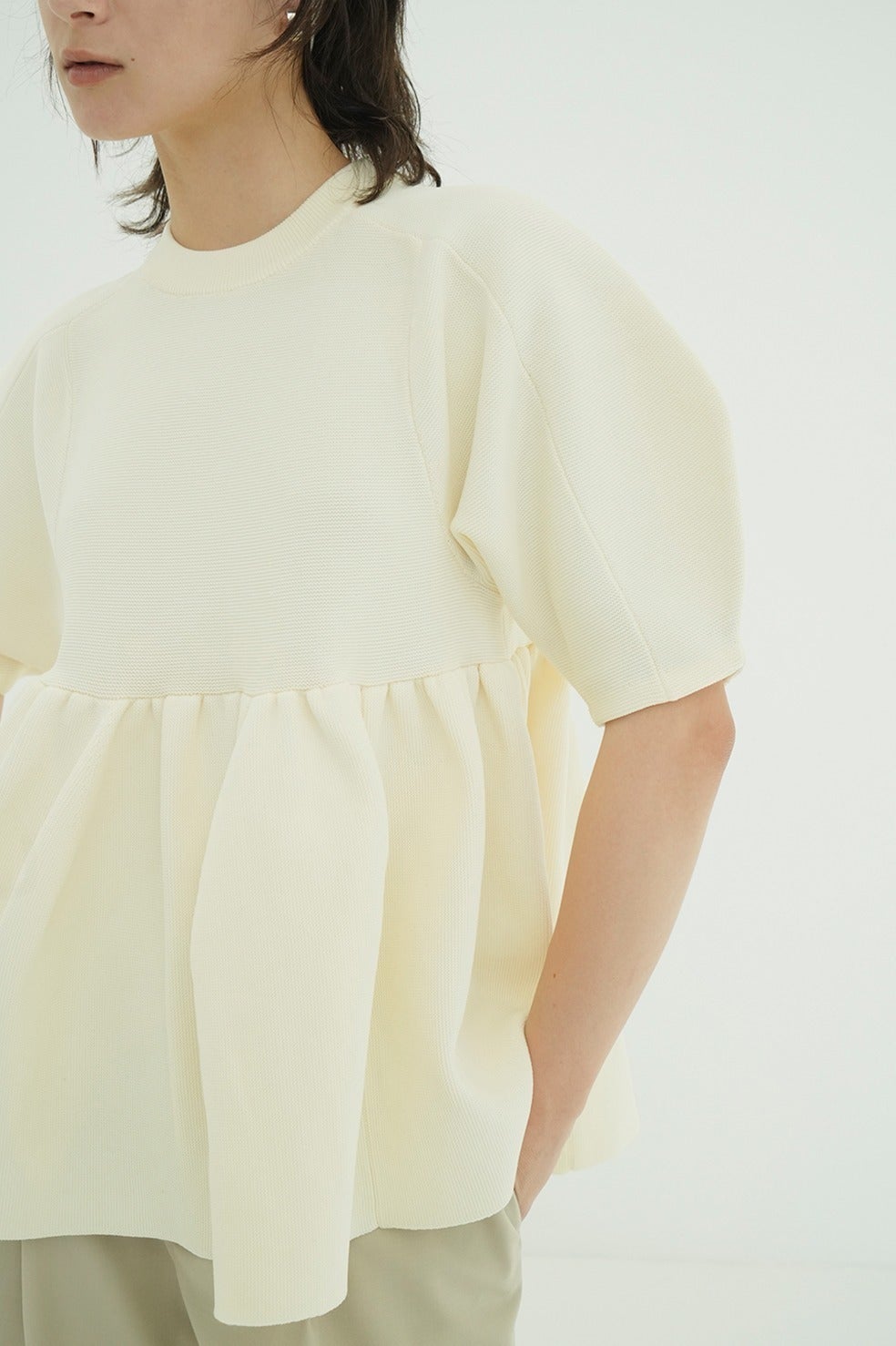 PEPLUM HALF SLEEVE KNIT TOPS