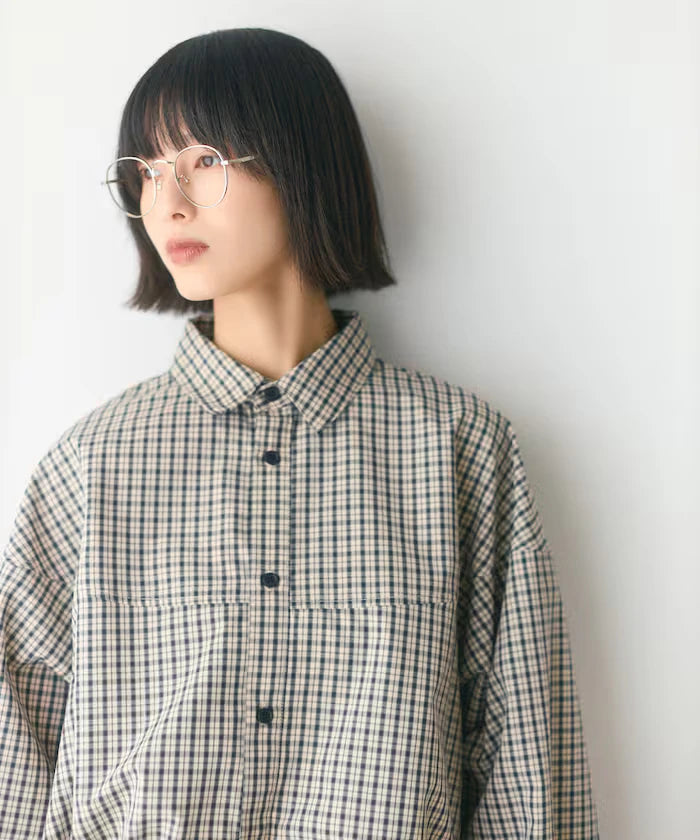 Hem Code Switch Short Length Long Sleeve Shirt