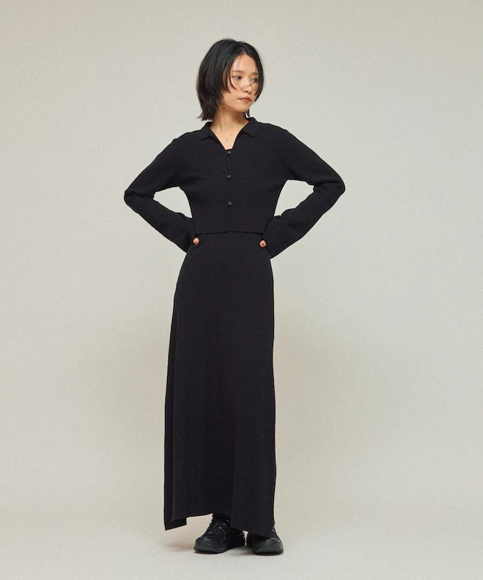 Functional Fabric Silk Blend Knit Ensemble Dress / Anti-Pill / Machine Washable