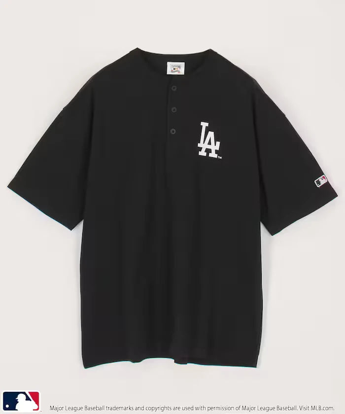 Limited Edition MLB Logo Print Henley Neck Oversized T-Shirt