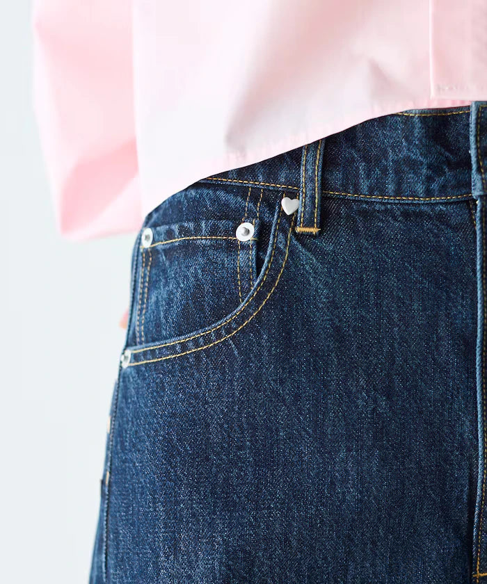 Heart Studs Curvy Denim / Wide Silhouette