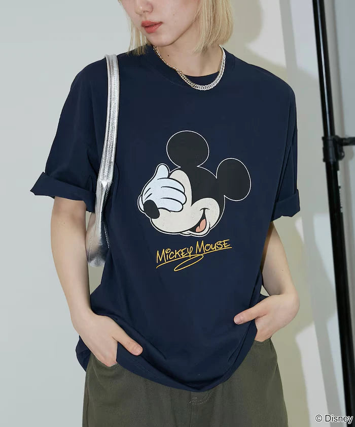 <Functional Material>Mickey Mouse Face T-Shirt Limited Edition
