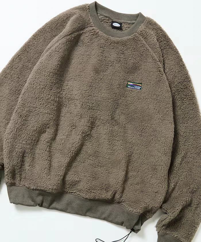 Relaxed Fit Raglan Sleeve Shaggy Fleece Pullover