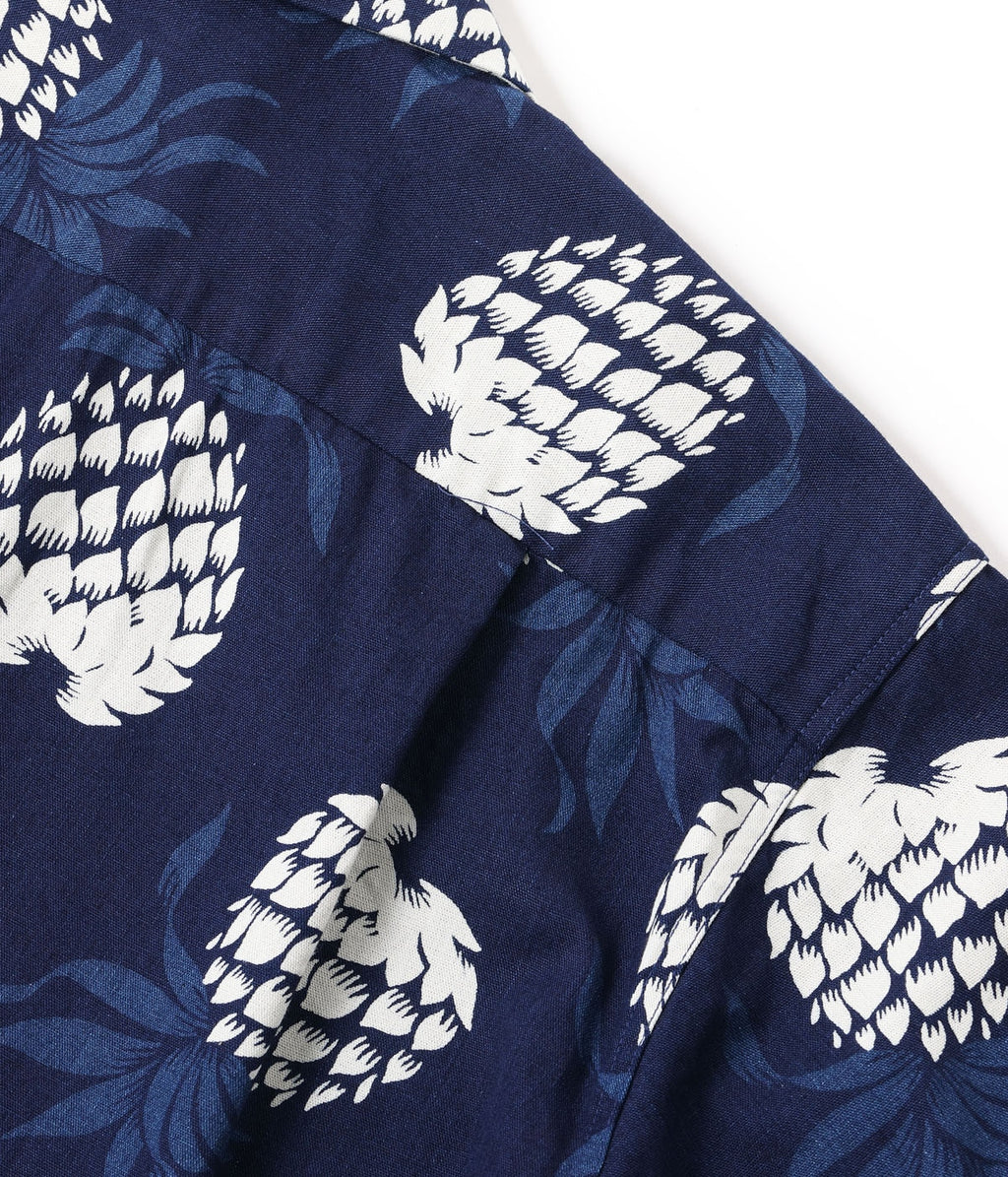 Duke Kahanamoku Indigo Cotton Hawaiian Shirt Duke's Pineapple