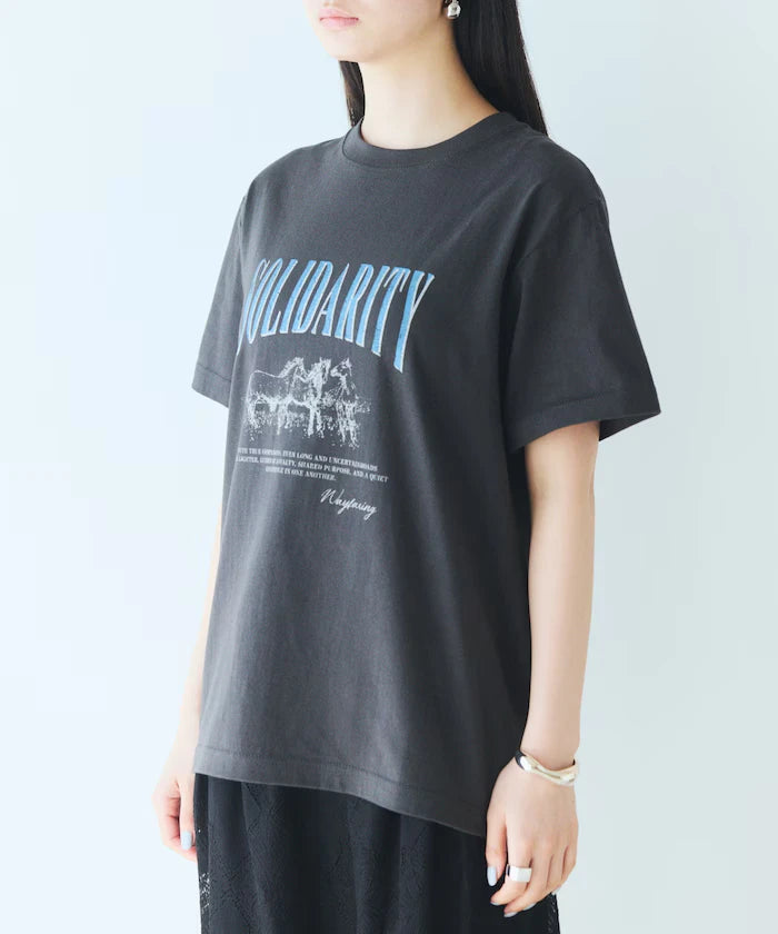 Comfortable Logo Horse Print Crew Neck T-Shirt