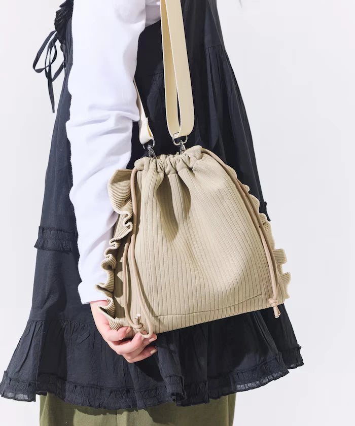 Multiway Color Knit Frill Shoulder Bag