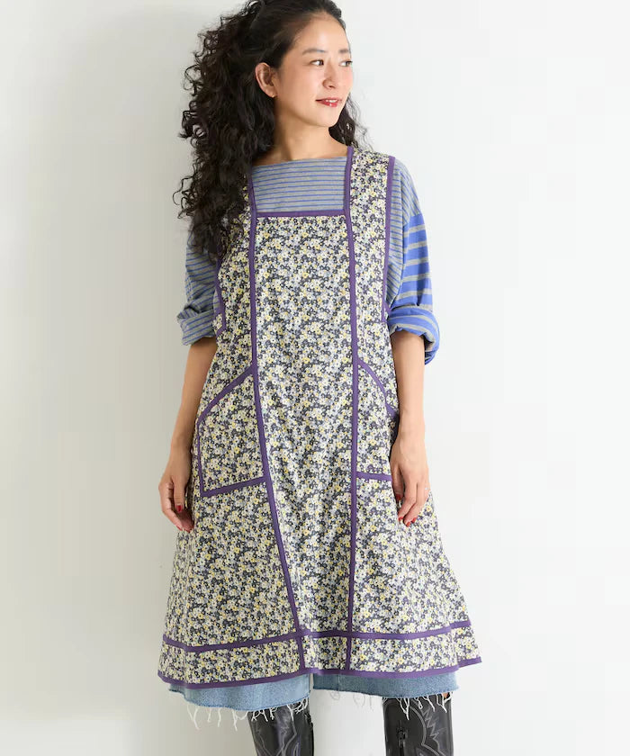 Floral Pattern Apron Style Dress