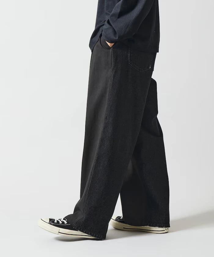 Chino Denim Docking Pants / Wide Straight Pants