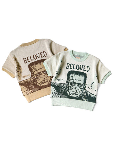 8G Jacquard Knit Short Sleeve Vintage Cropped...