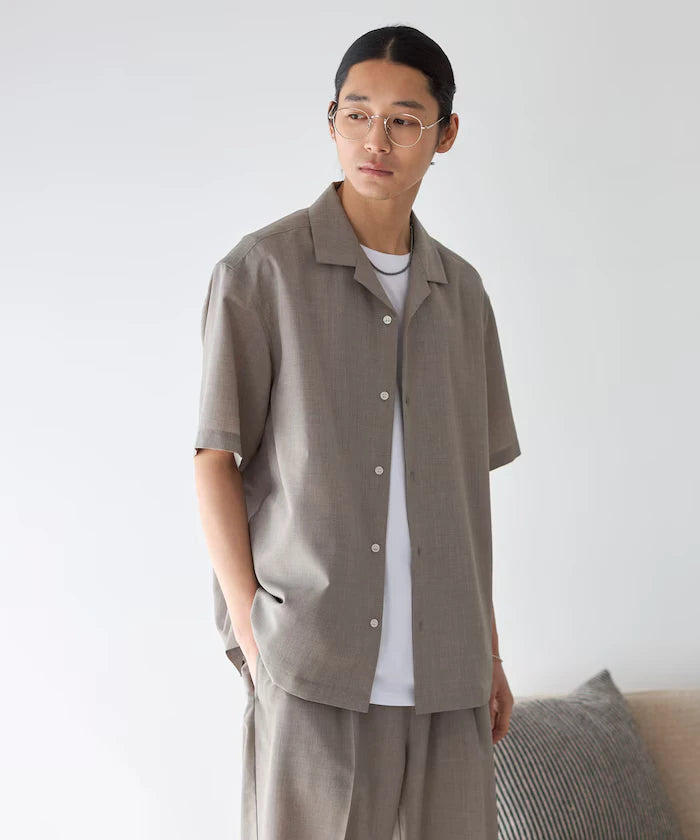 Functional Material Open Collar Short Sleeve Shirt Set 3 Piece Set / Washable / UV Cut / Quick Dry / Cooling Touch