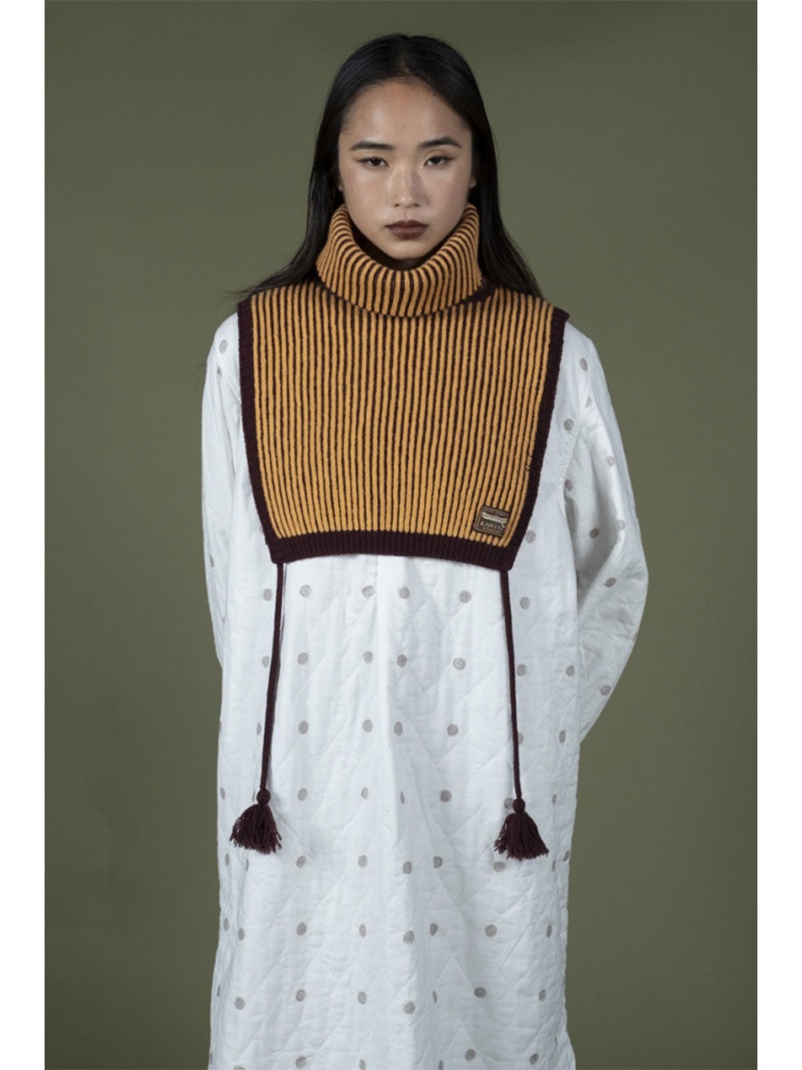 5G Wool High Neck Stripe Bib Poncho