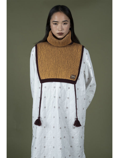5G Wool High Neck Stripe Bib Poncho
