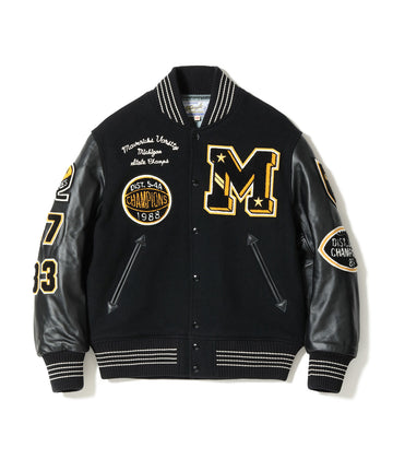 30oz. WOOL MELTON AWARD JACKET “MAVERICKS” (BLACK)