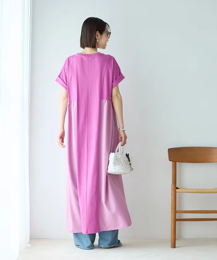 Organic Cotton Mixed Material Docking Gather Dress