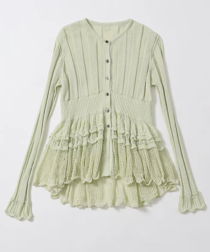 Japan Made Whole Garment Peplum Cardigan