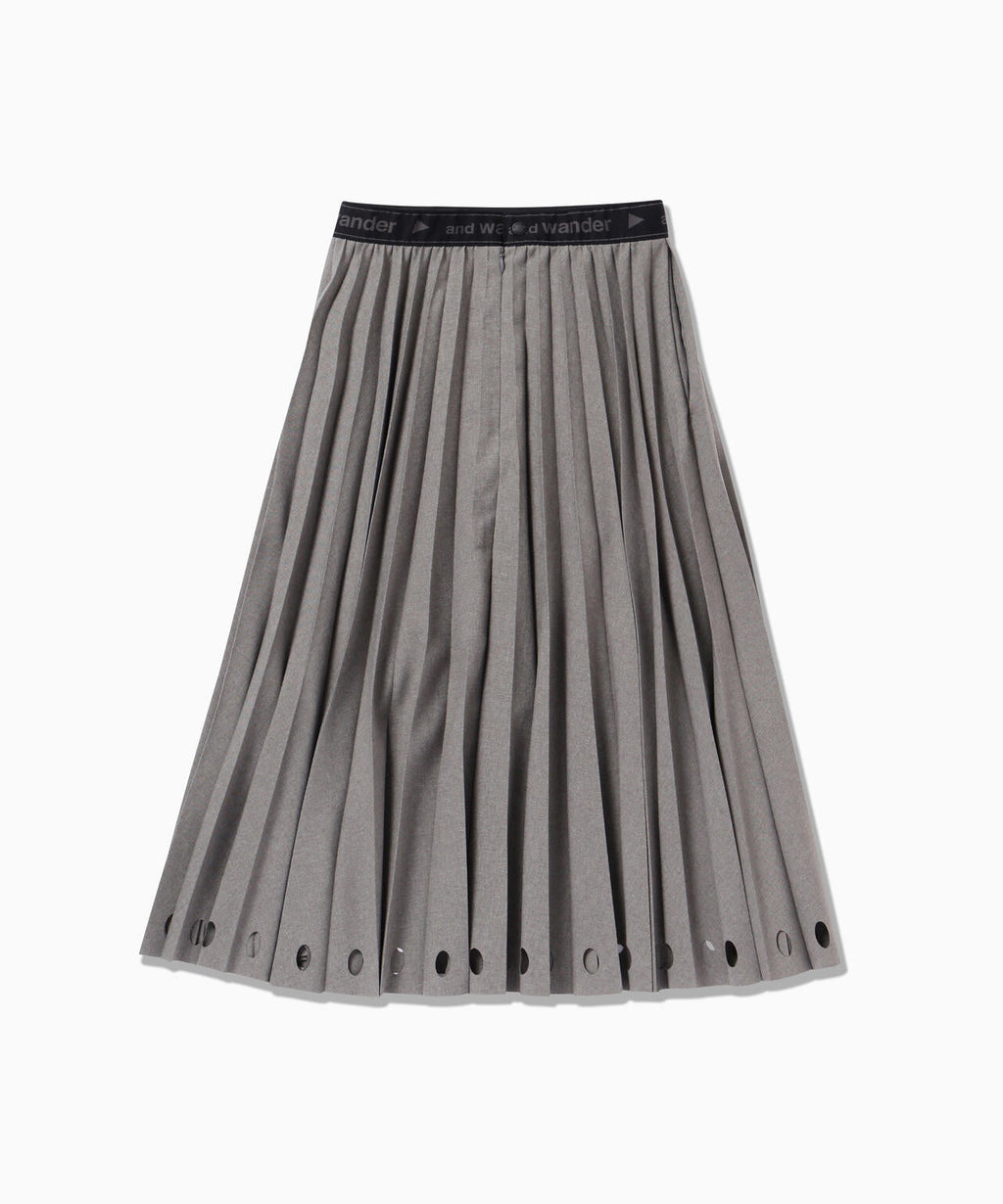 PE melange twill pleats skirt (W)