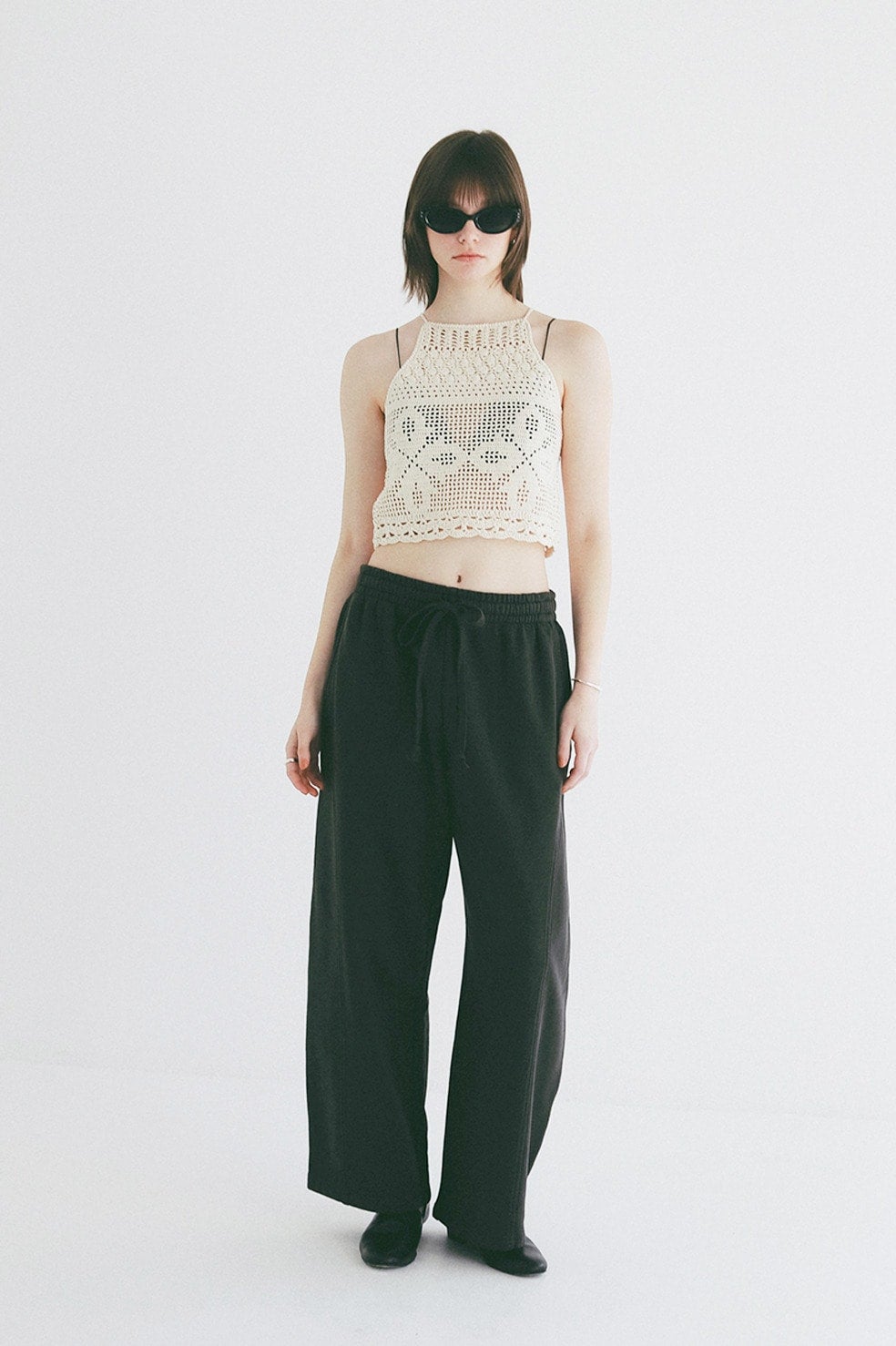 CROCHET CAMI KNIT TOPS