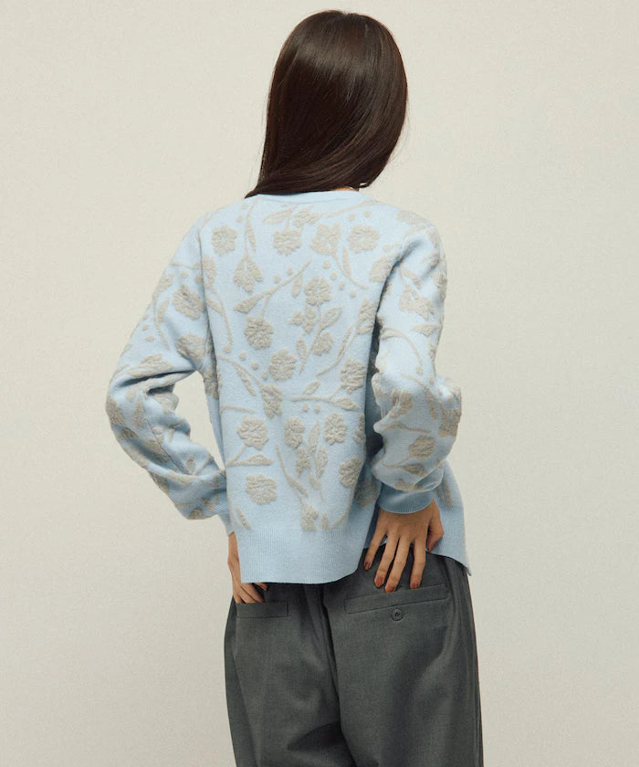 Flower Jacquard Knit Cardigan