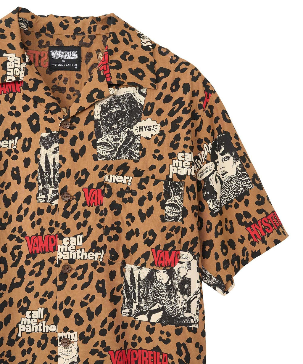 VAMPIRELLA/CALL ME PANTHER Pattern Open Collar Shirt