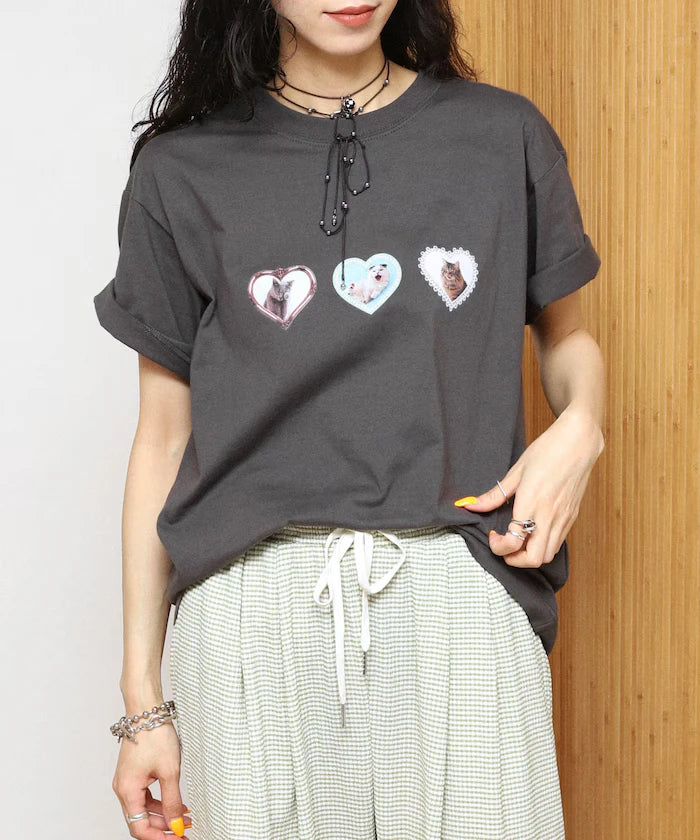Organic Cotton Animal Heart Print T-Shirt