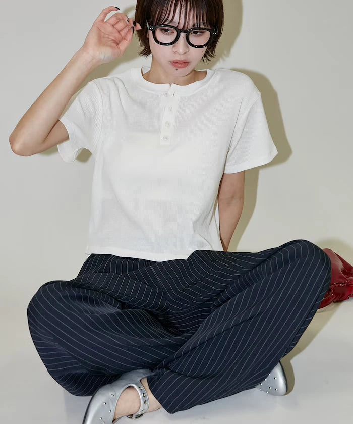 Light Waffle Henley Neck T-Shirt Limited Edition