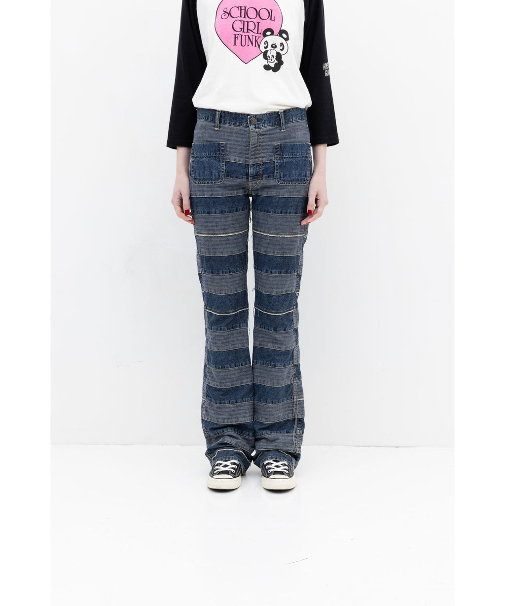 Scratch Flare Denim Pants