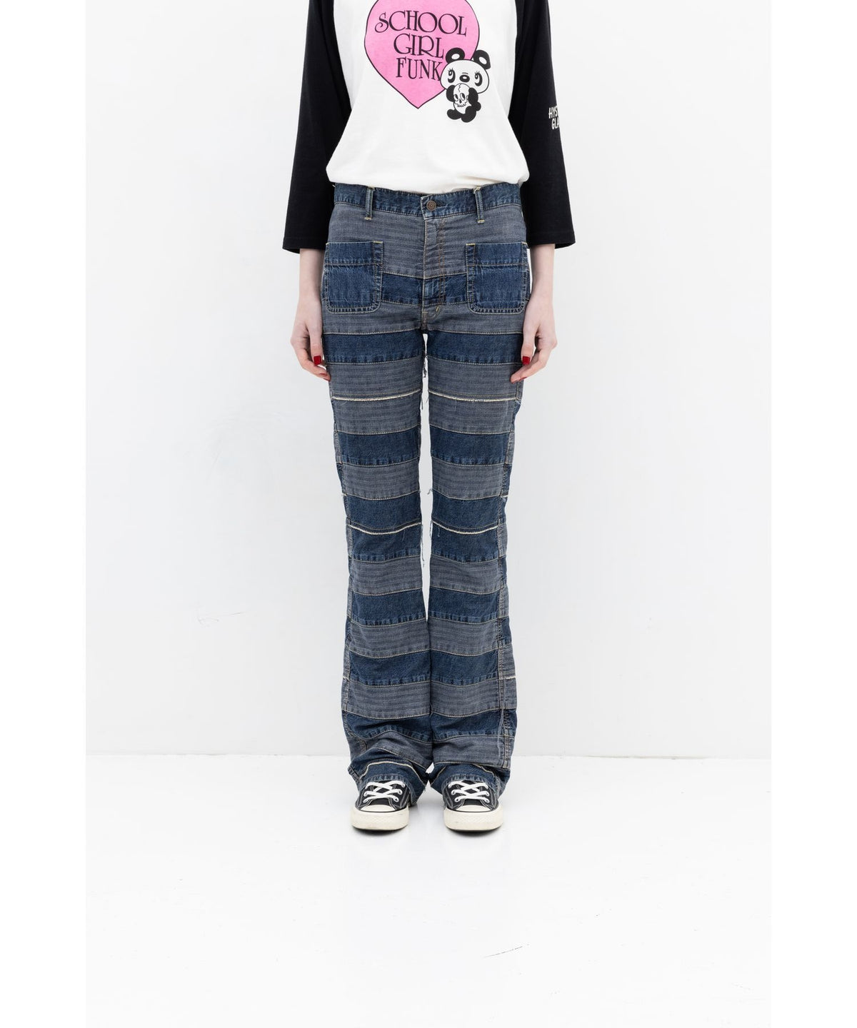 Scratch Flare Denim Pants