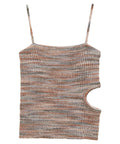 MIX BORDER SIDE HOLE KNIT TOPS
