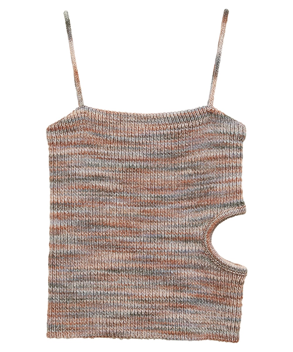 MIX BORDER SIDE HOLE KNIT TOPS