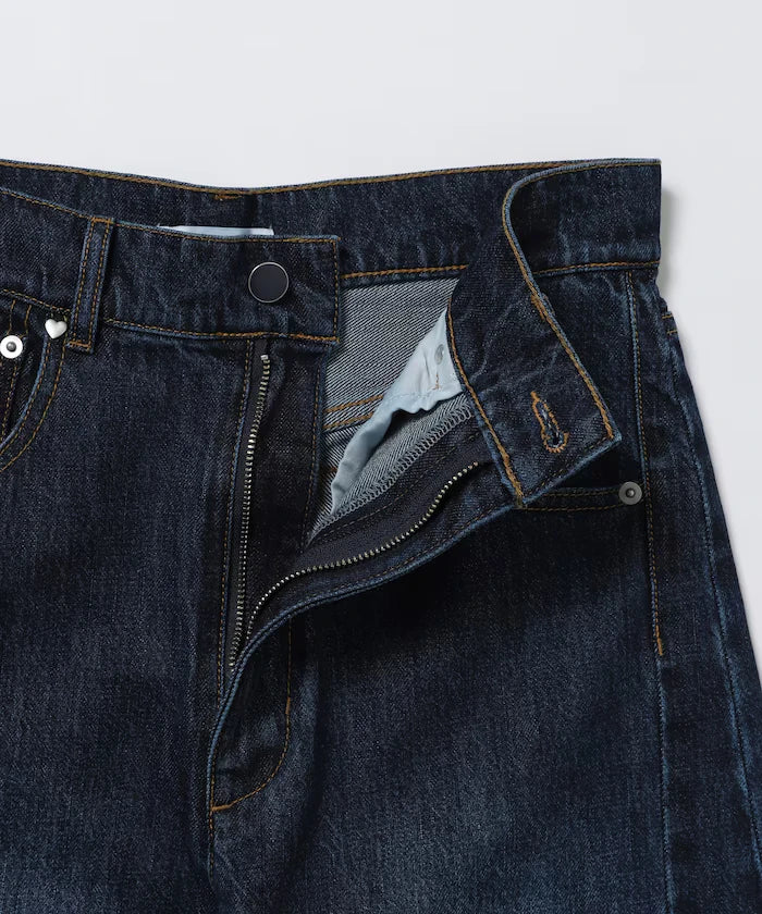 Heart Studs Curvy Denim / Wide Silhouette