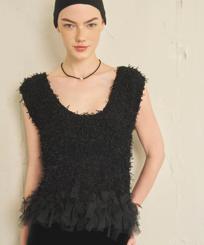 2WAY Fringe Hem Knit Vest