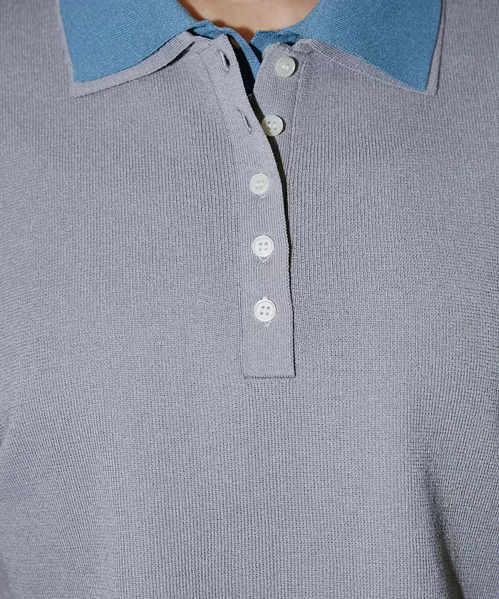 Color Scheme 2-Panel Collar Short Sleeve Knit Polo Shirt Limited Edition
