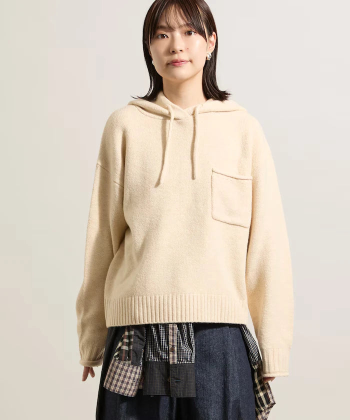 Knit hoodie with pockets