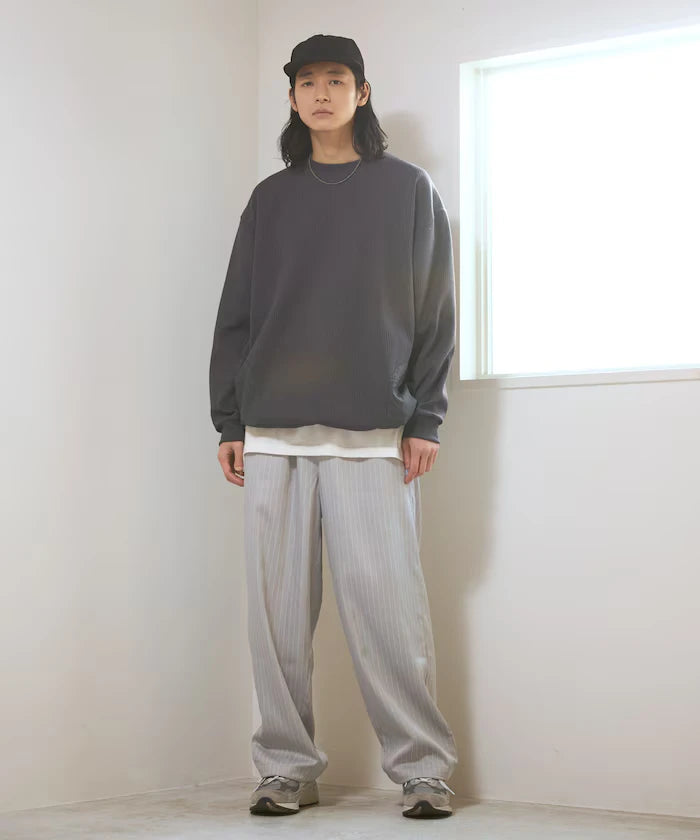 Spindle Stripe Easy Wide Pants / Compatible with Setup
