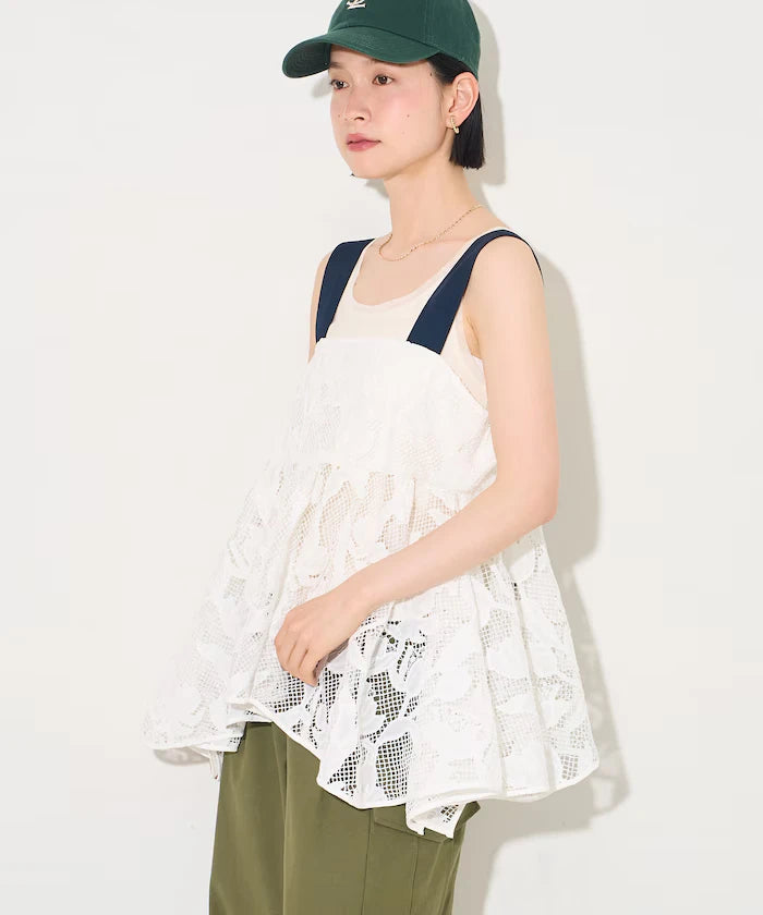 Flower Motif Batten Lace Iris Hem Camisole Top 【Limited Edition】