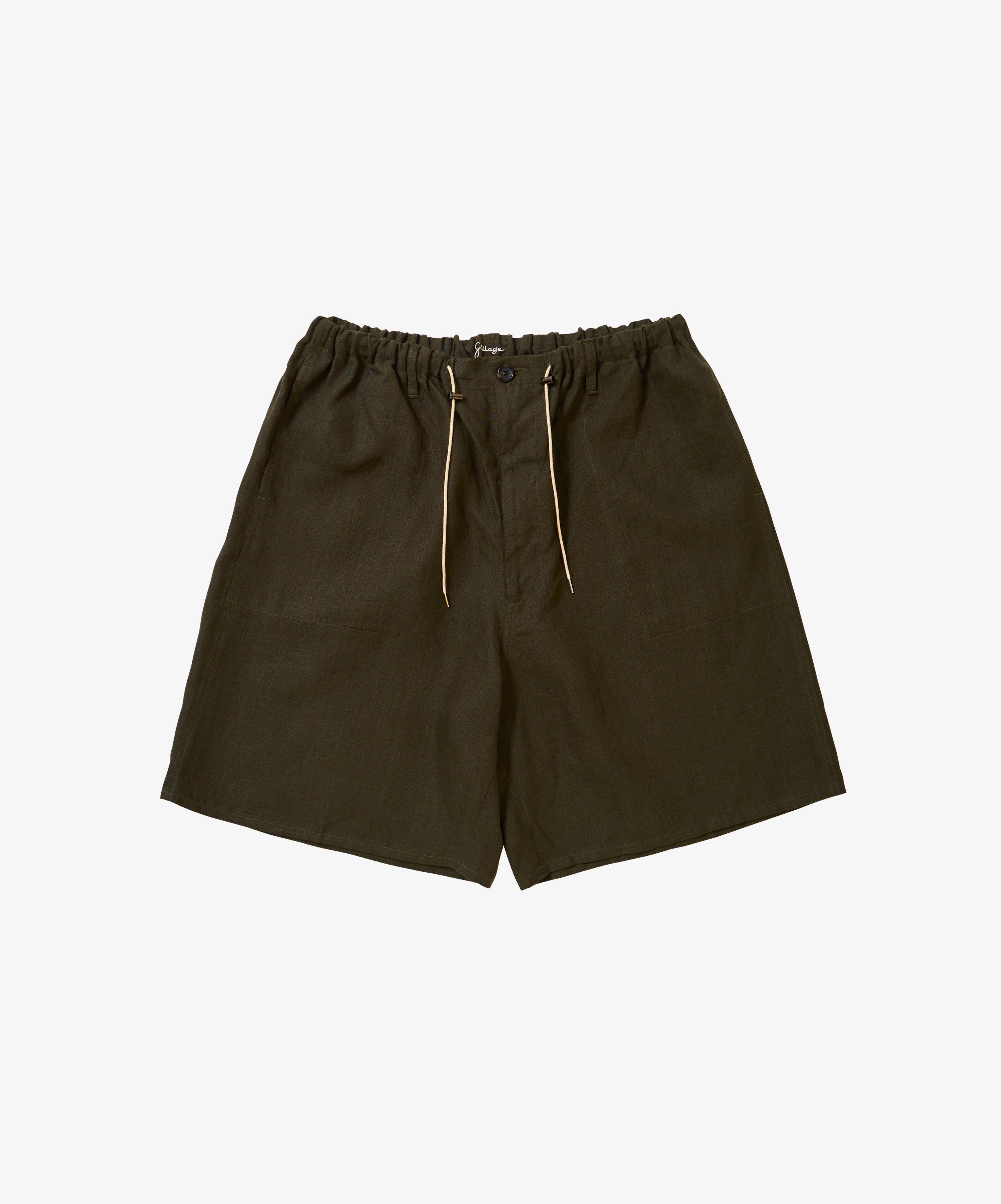 circular fatigue short pants linen deep forest