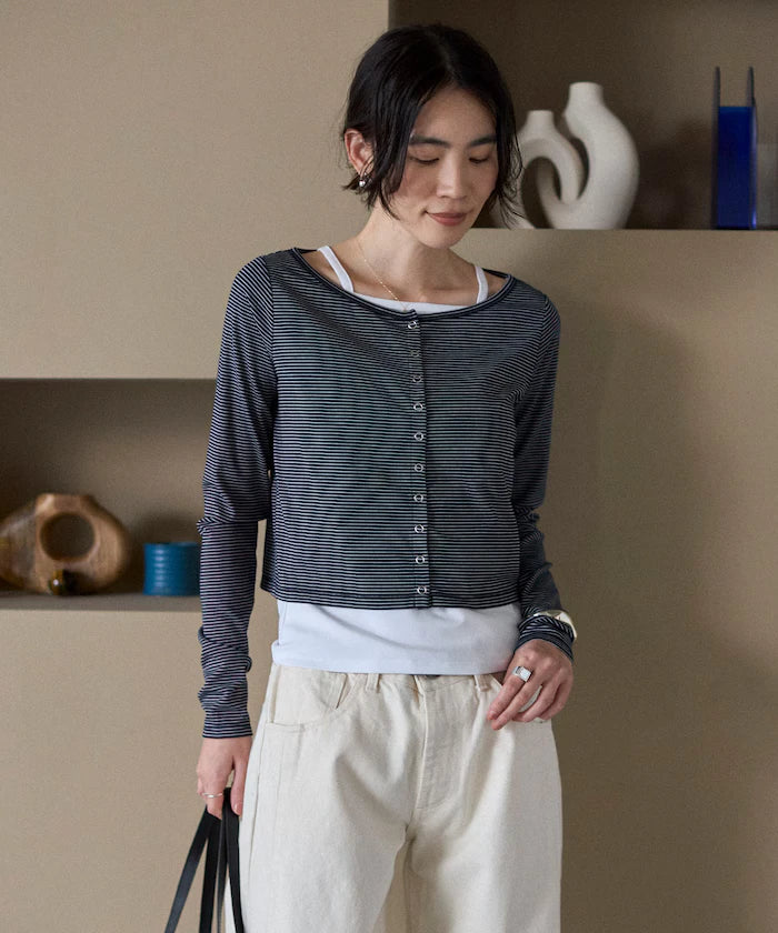 [February 12, 12:00 Release] Layered Set Top / Striped Cardigan & Camisole